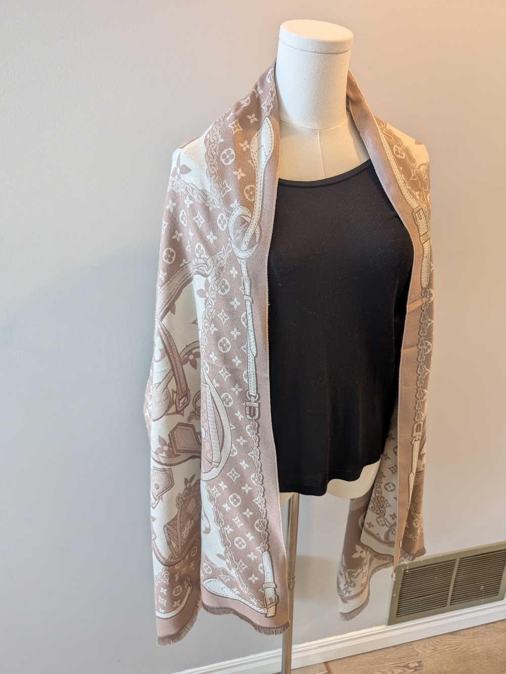 Beige Patterned Women's Wrap Jacket
